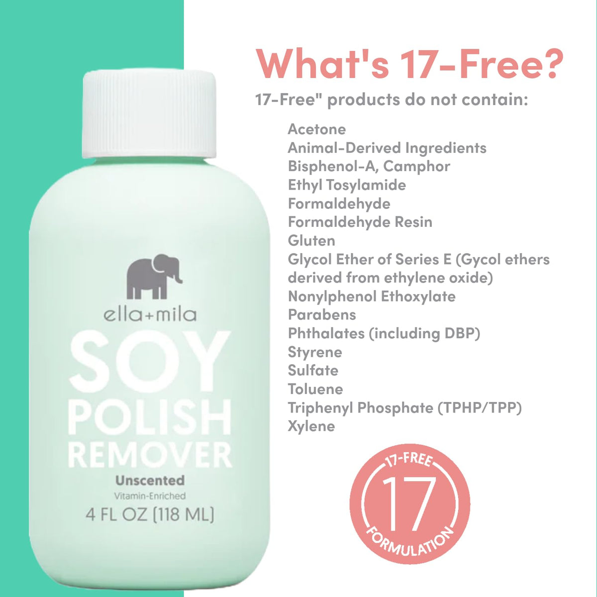 ella+mila Soy Nail Polish Remover label details