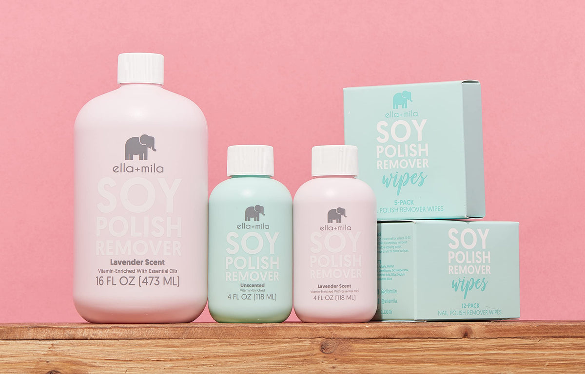 ella+mila Soy Nail Polish Remover with cotton pads