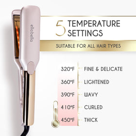 ELLABELLA Flat Iron on a vanity with hair accessories
