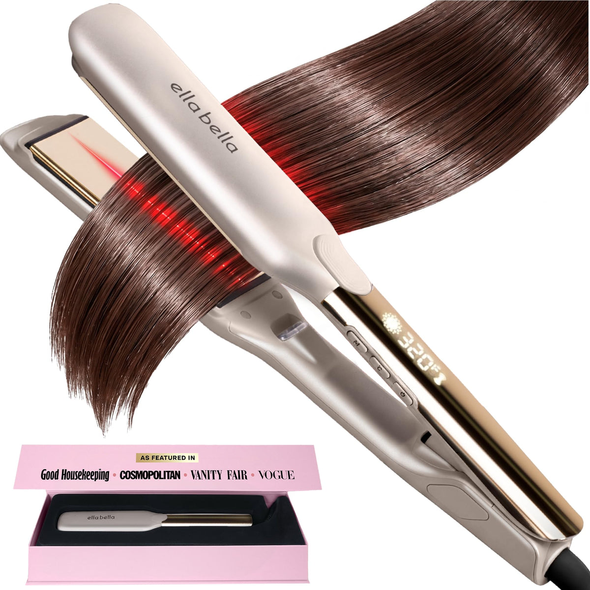ELLABELLA Titanium Flat Iron Hair Straightener front view