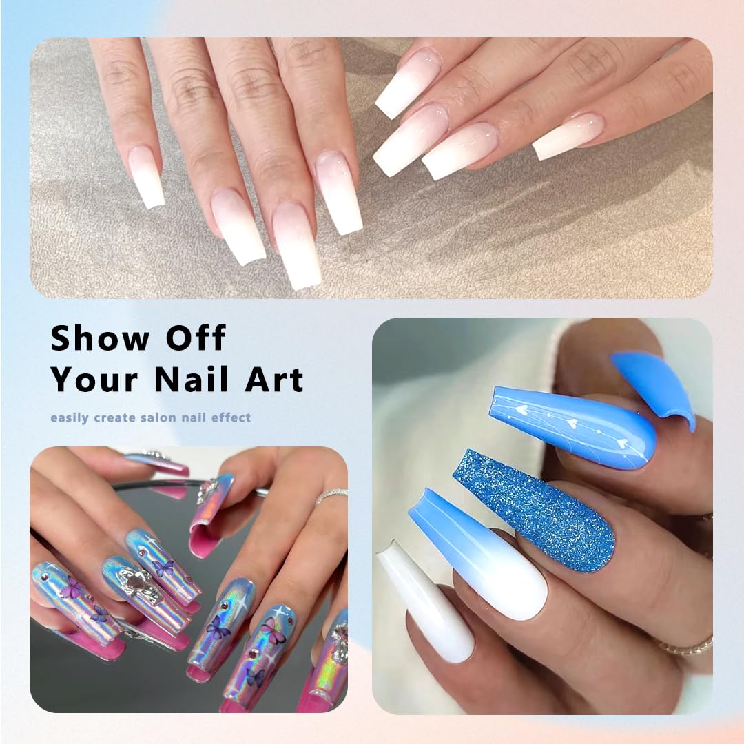ELLEWIN clear false nails in Medium Stiletto shape