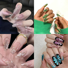 ELLEWIN clear false nails showing size labels