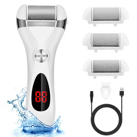 Elmchee Electric Foot Callus Remover Kit front view with three grinding heads