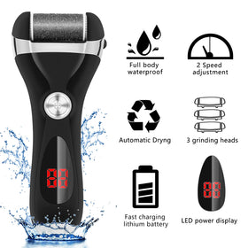 Elmchee Electric Foot Callus Remover showing LED power display