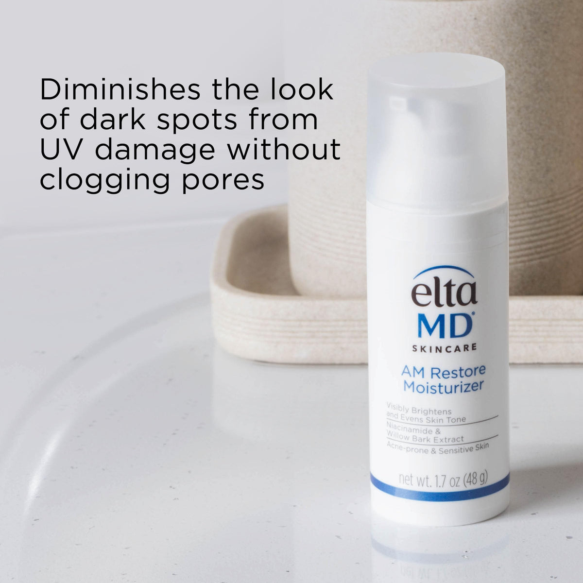 EltaMD AM Restore Daily Facial Moisturizer bottle side view