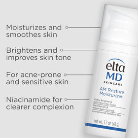 EltaMD AM Restore Daily Facial Moisturizer on a bathroom counter