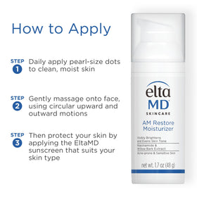 EltaMD AM Restore Daily Facial Moisturizer with skincare products