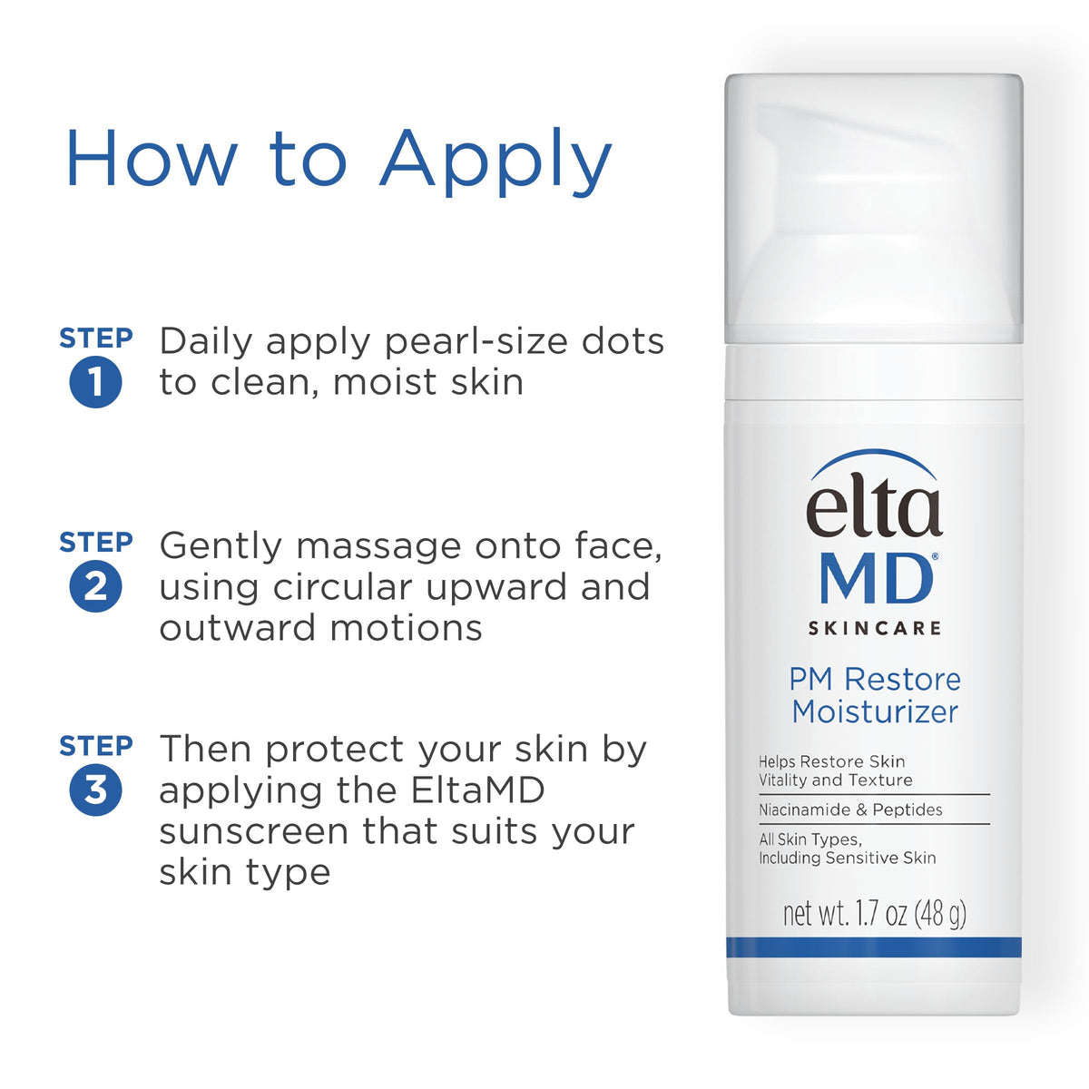 EltaMD PM Restore Night Moisturizer 1.7 oz in a skincare routine