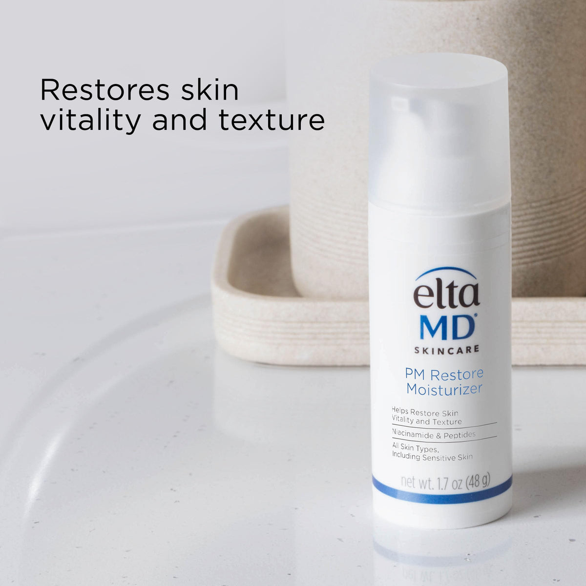 EltaMD PM Restore Night Moisturizer 1.7 oz with texture close-up