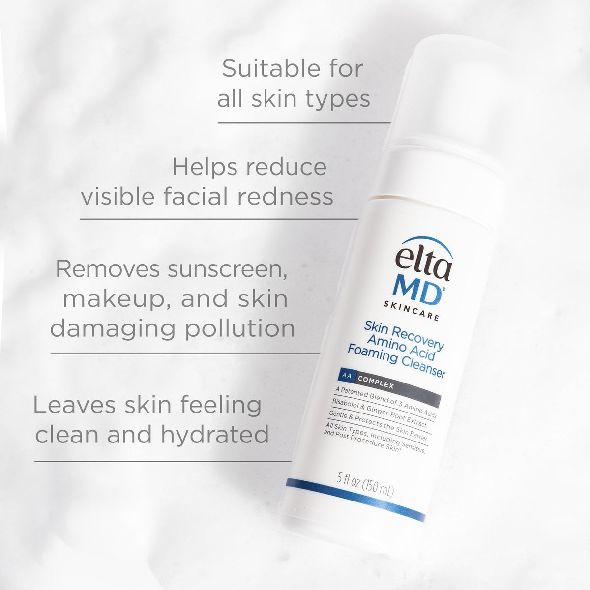 EltaMD Skin Recovery Amino Acid Foaming Cleanser bottle front view