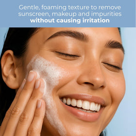 EltaMD Skin Recovery Amino Acid Foaming Face Wash in bathroom setting