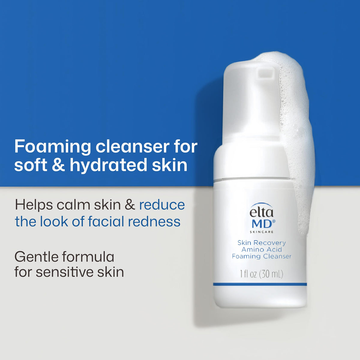 EltaMD Skin Recovery Amino Acid Foaming Face Wash packaging back view