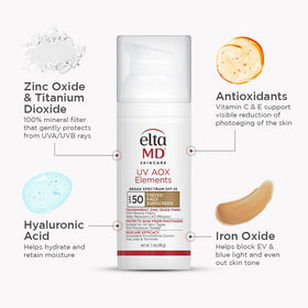 EltaMD UV AOX Elements Tinted Mineral Face Sunscreen SPF 50 application on face
