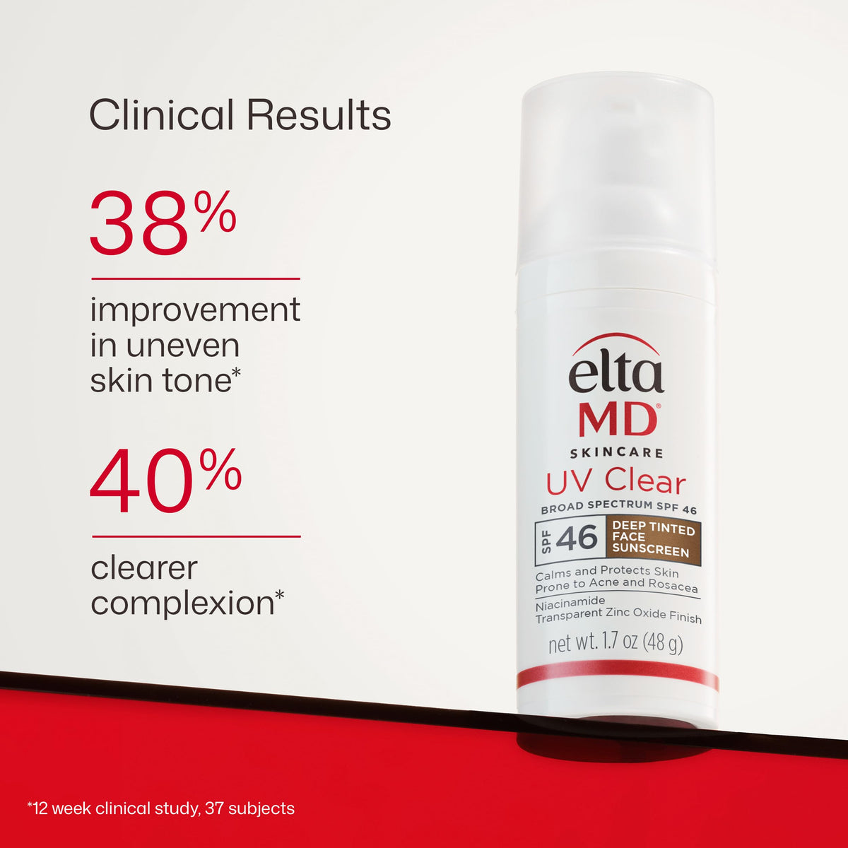 EltaMD UV Clear Deep Tinted Face Sunscreen on bathroom counter