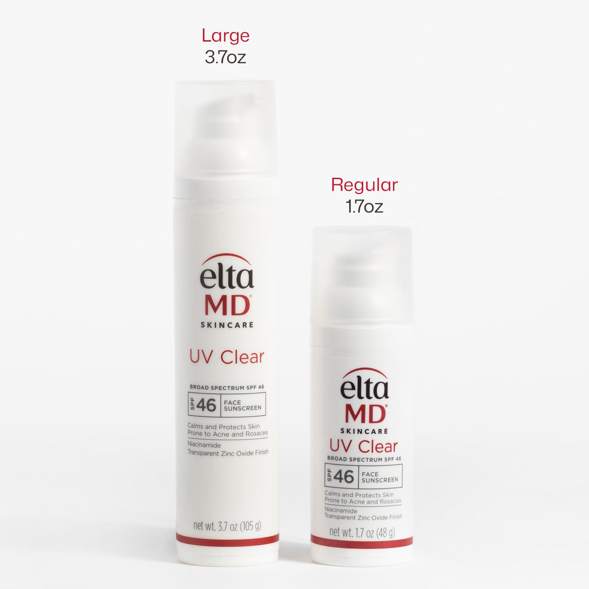 EltaMD UV Clear Face Sunscreen SPF 46 back view showing ingredients