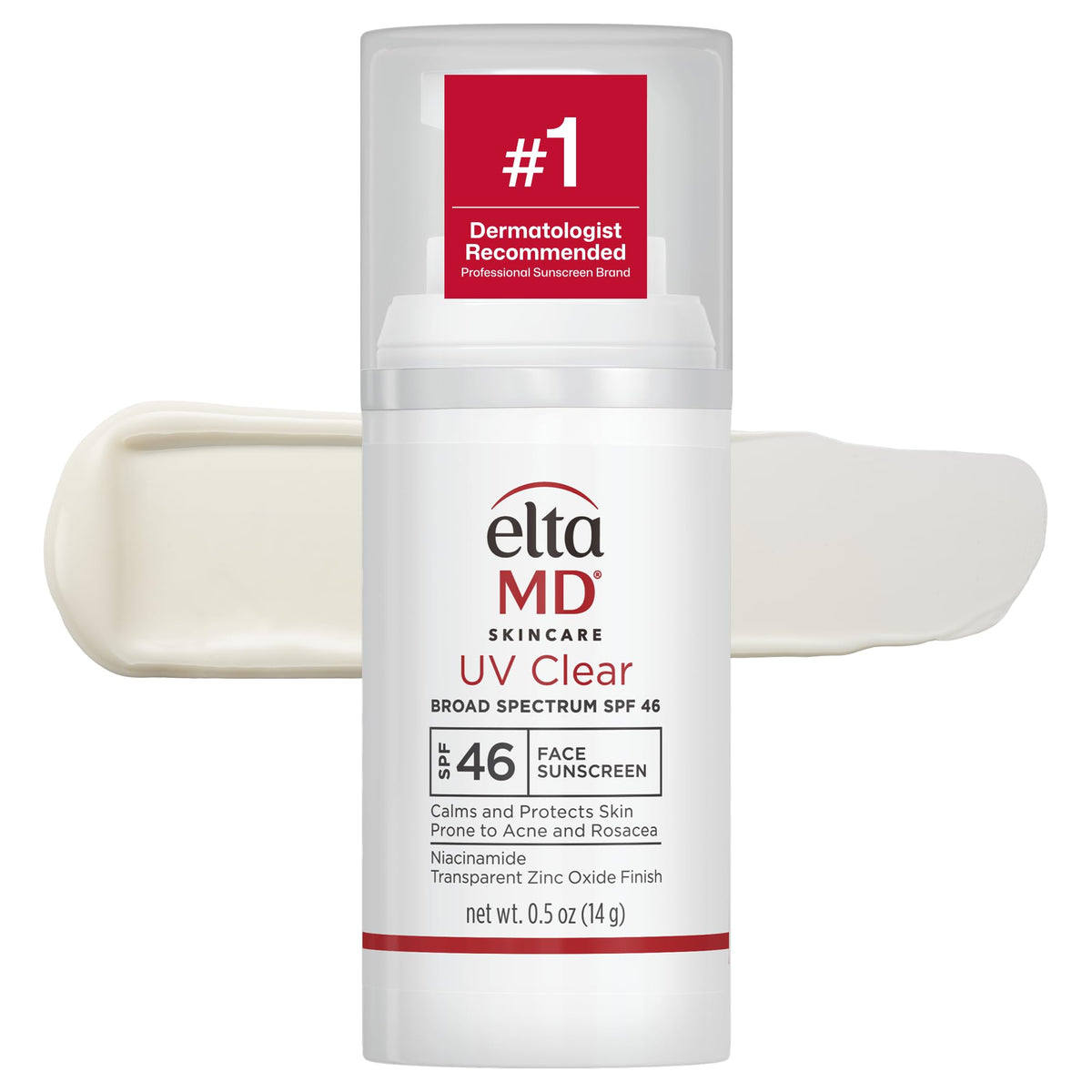 EltaMD UV Clear Face Sunscreen SPF 46 front view with pump