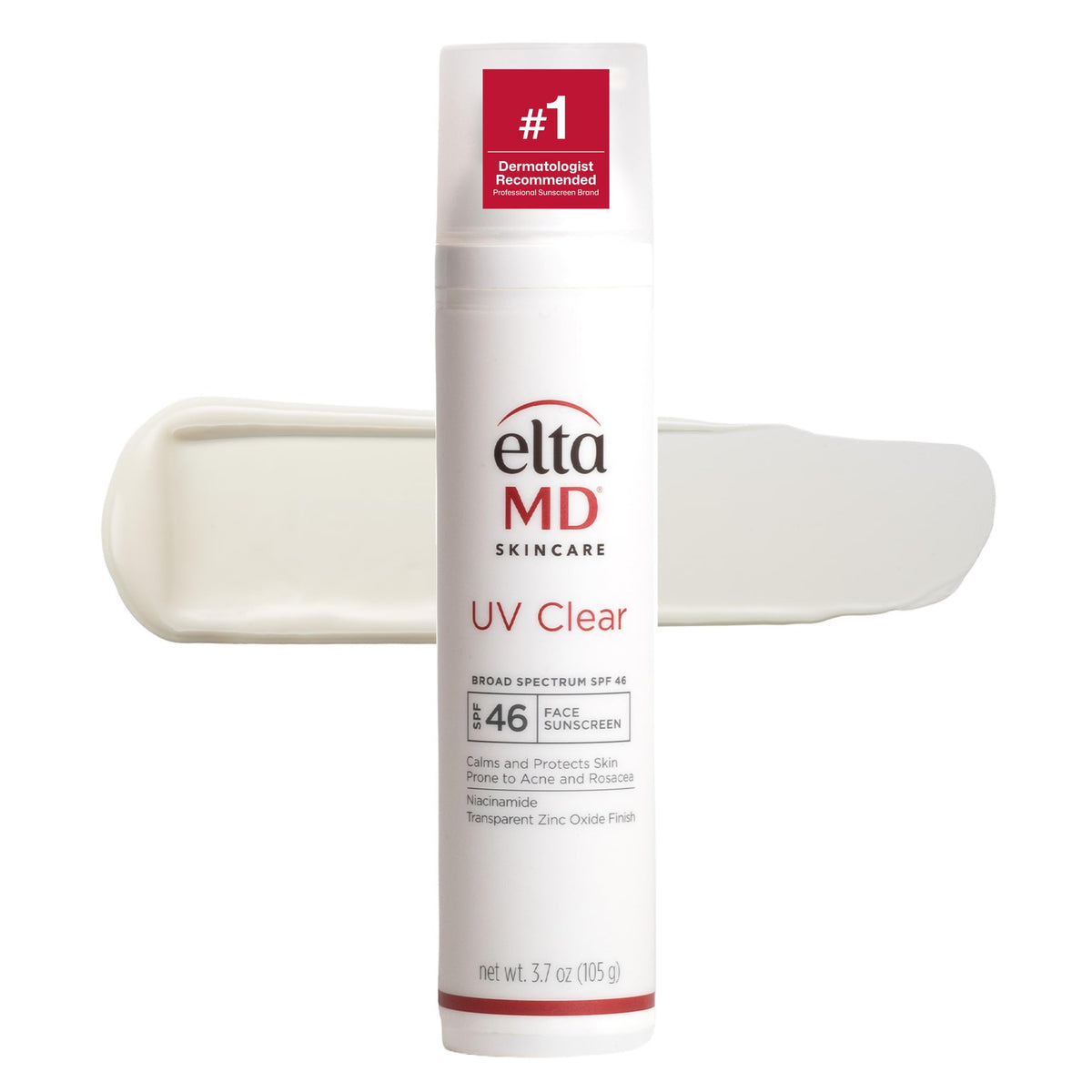 EltaMD UV Clear Face Sunscreen SPF 46 front view with pump