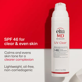 EltaMD UV Clear Face Sunscreen SPF 46 side view demonstrating packaging