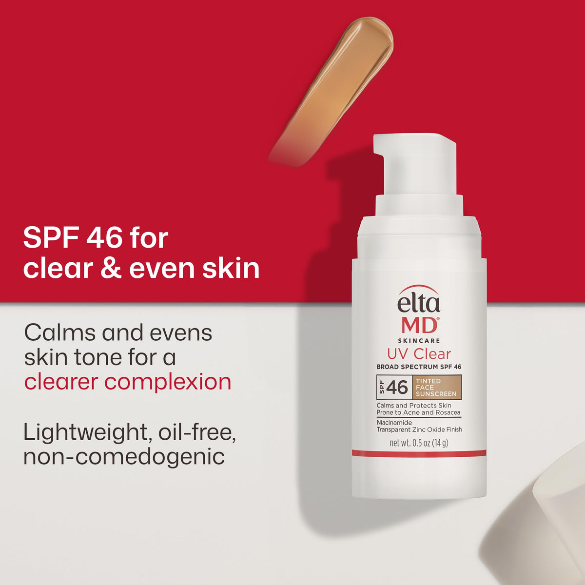 EltaMD UV Clear Tinted Face Sunscreen SPF 46 texture on skin