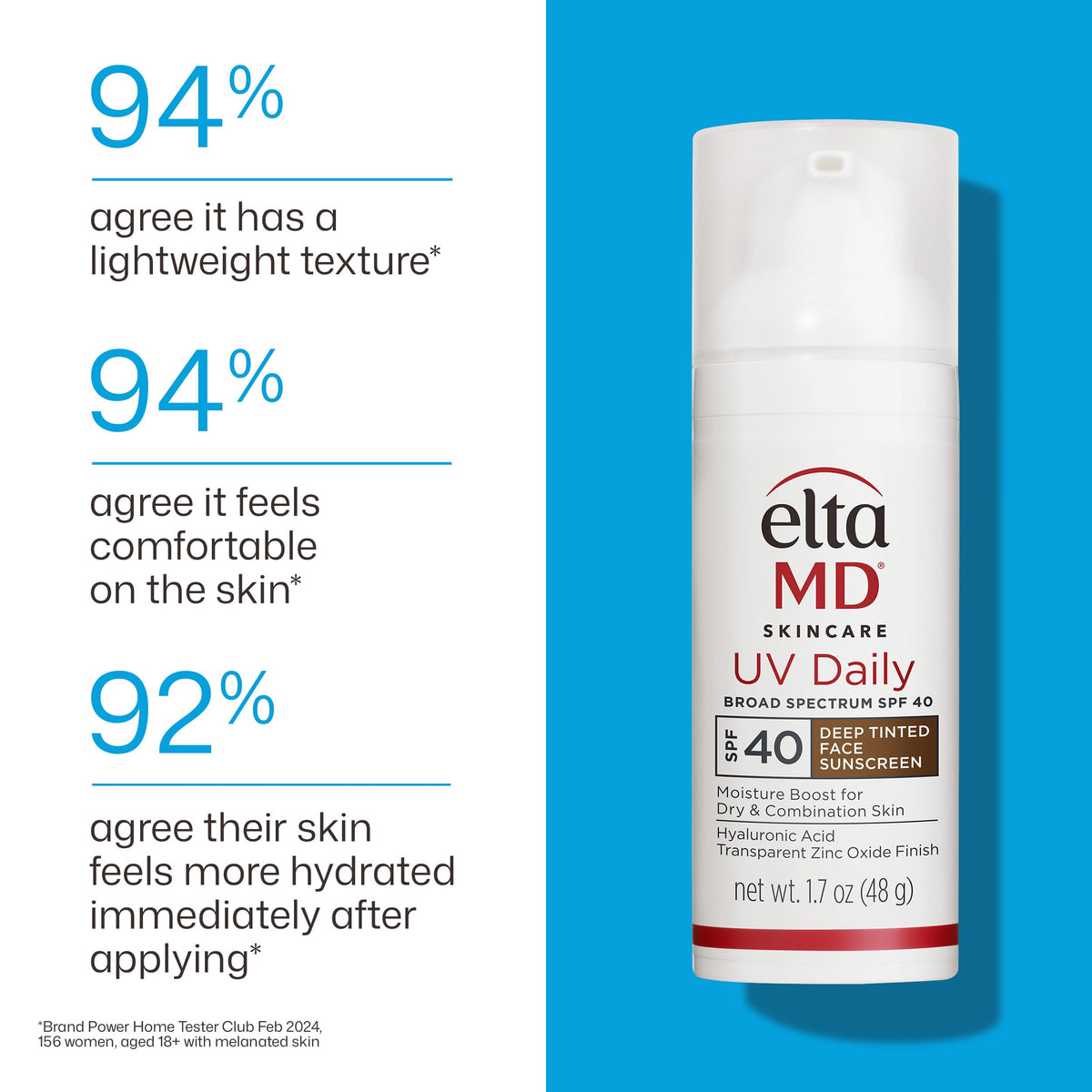 EltaMD UV Daily Deep Tinted Face Sunscreen Moisturizer packaging details