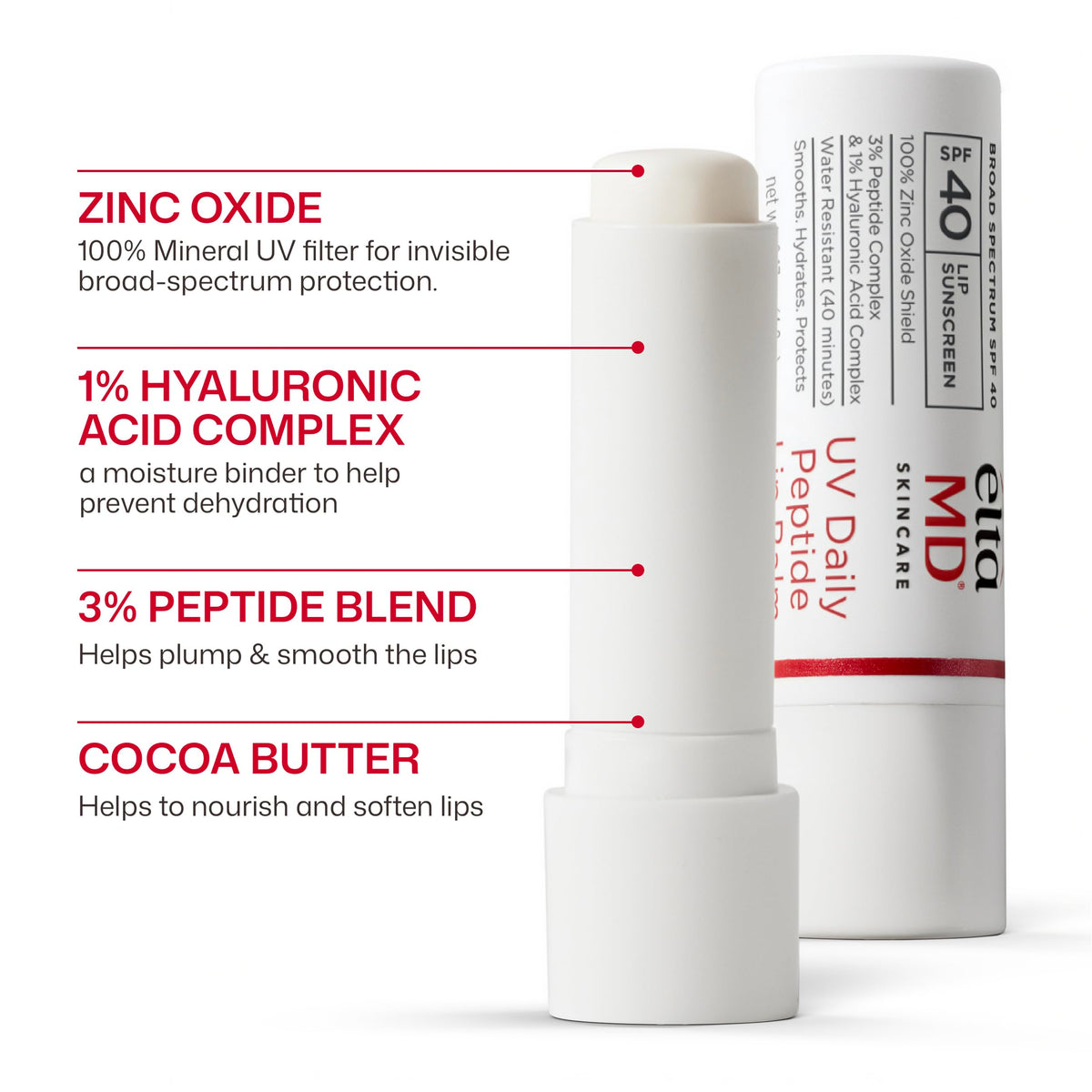 EltaMD UV Daily Peptide Lip Balm SPF 40 back view