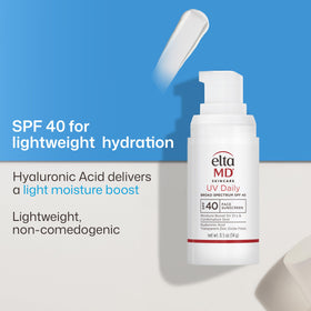 EltaMD UV Daily sunscreen with beach background