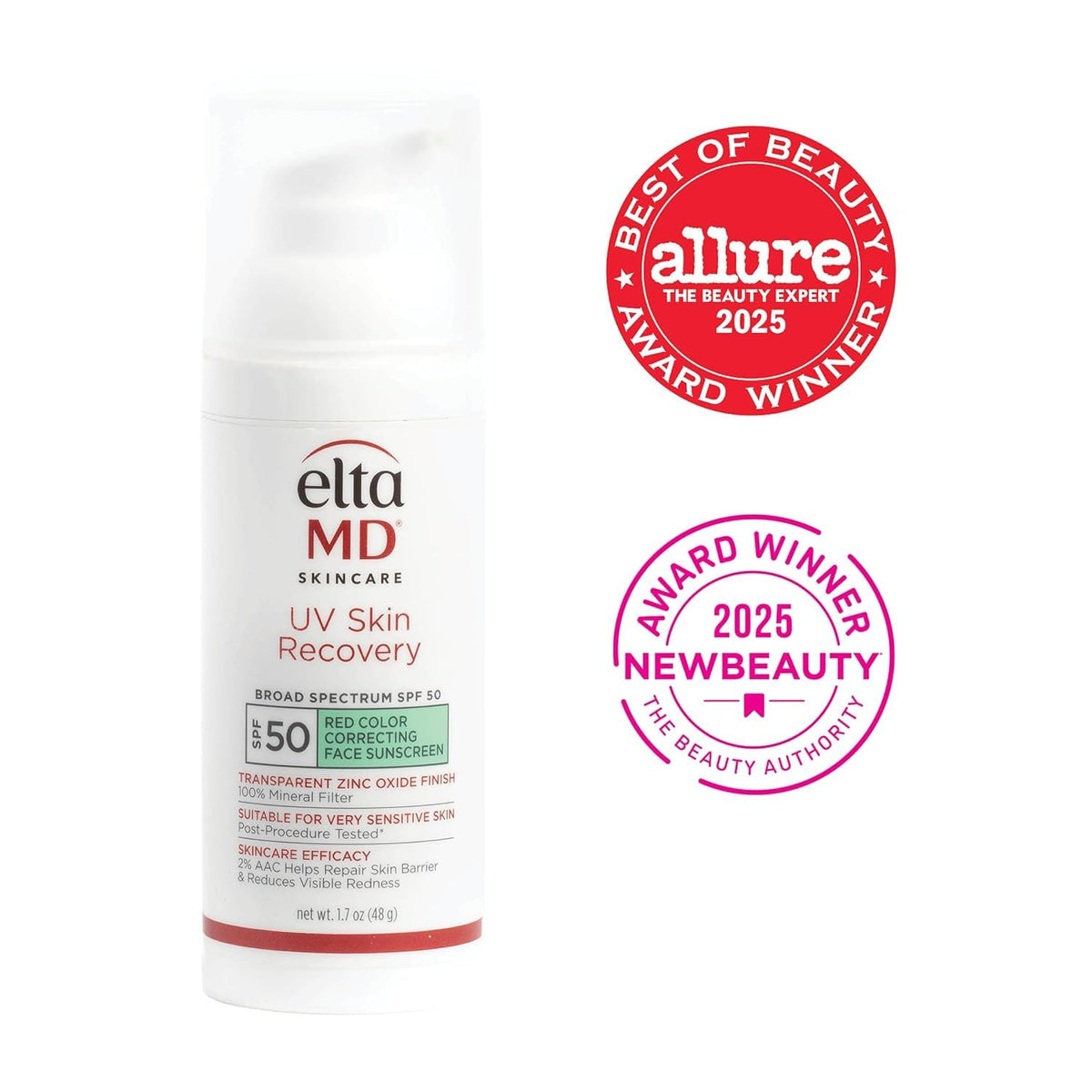 EltaMD UV Skin Recovery Face Sunscreen SPF 50 green tinted back view