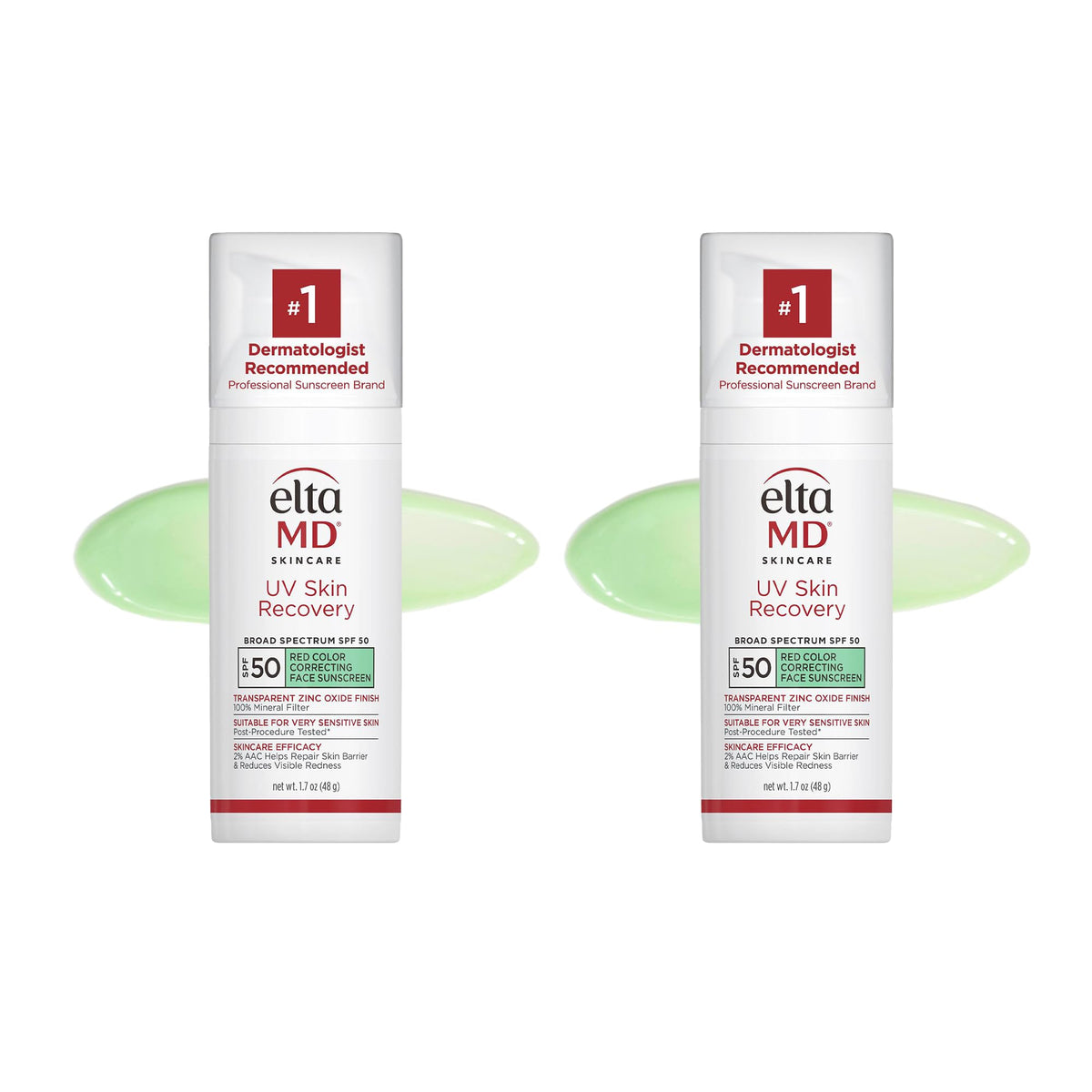 EltaMD UV Skin Recovery Face Sunscreen SPF 50 green tinted front view