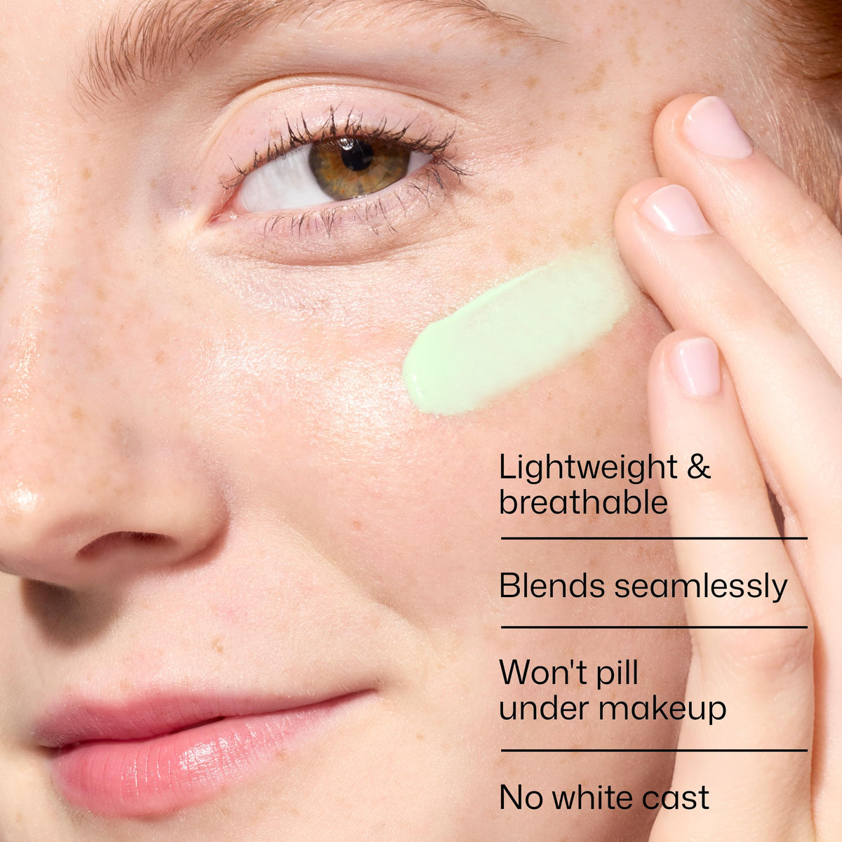 EltaMD UV Skin Recovery Green Tinted Sunscreen SPF 50 texture on skin