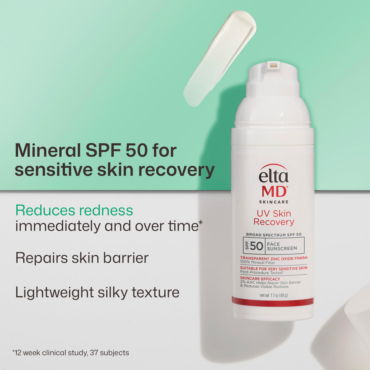 EltaMD UV Skin Recovery sunscreen pump bottle side view