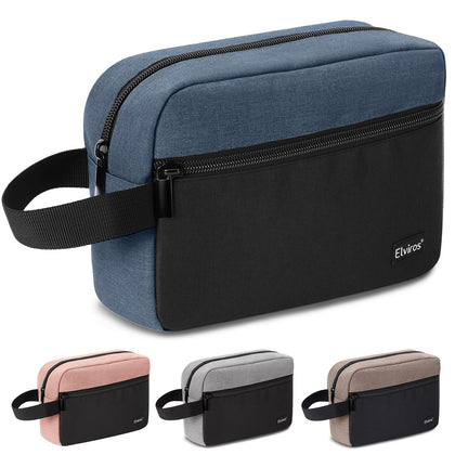 Elviros Hanging Toiletry Bag front view in blue and black