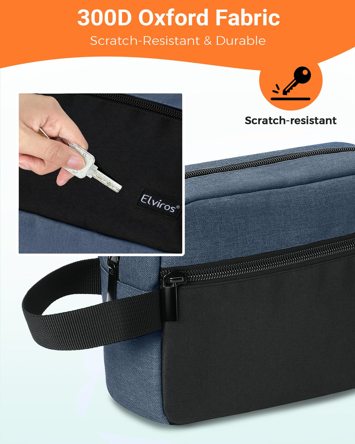 Elviros Hanging Toiletry Bag in a travel setting