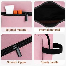 Elviros Hanging Toiletry Bag in a travel setting