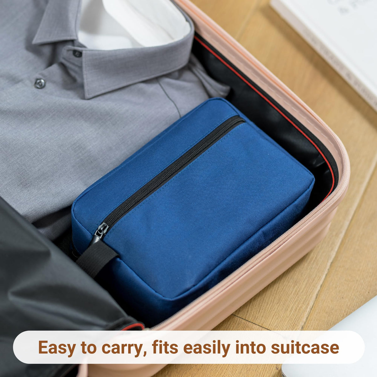 Elviros Hanging Toiletry Bag in use during travel