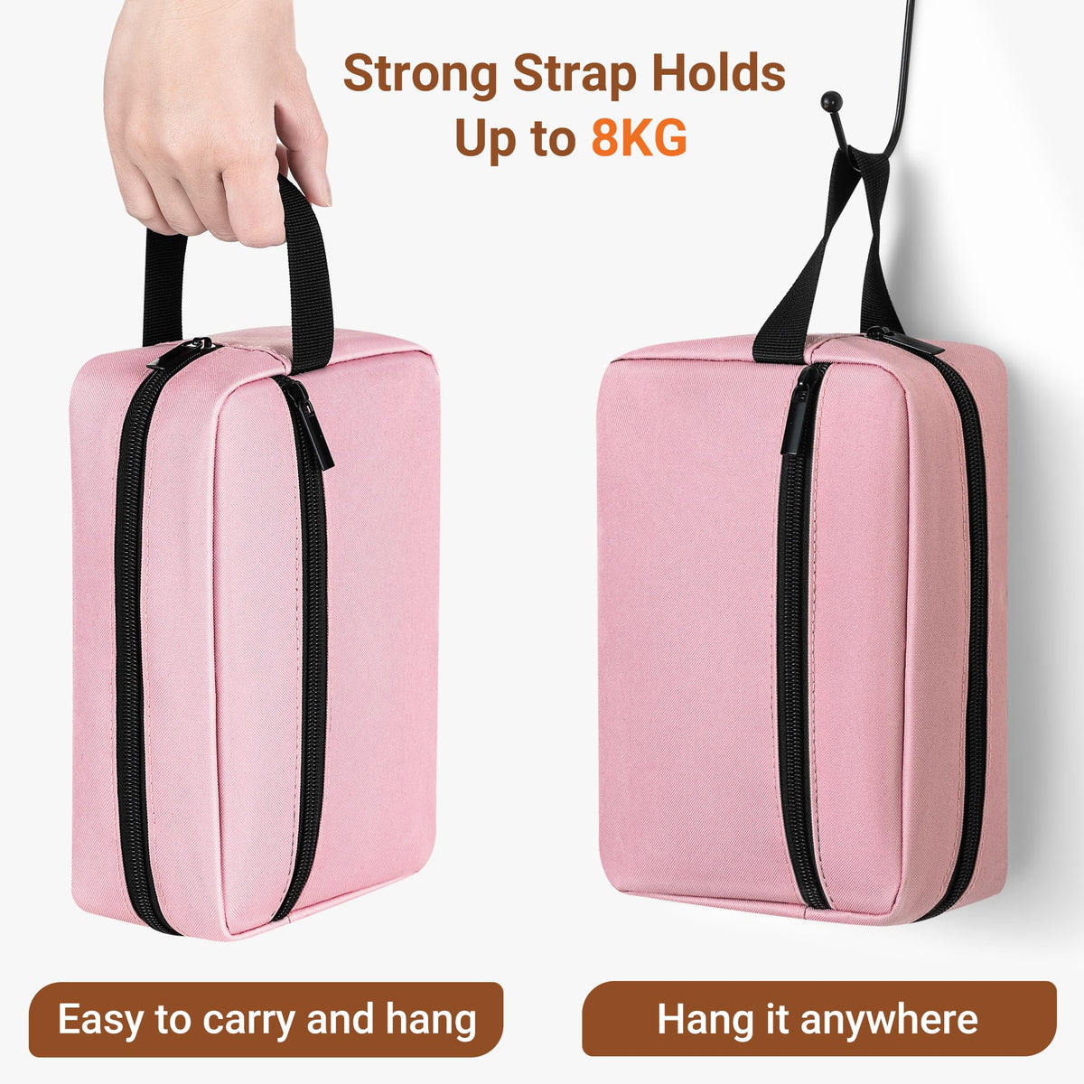Elviros Hanging Toiletry Bag main pocket with cosmetics