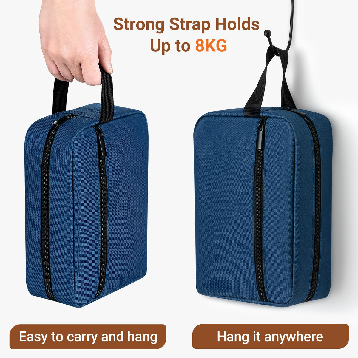 Elviros Hanging Toiletry Bag open showing compartments