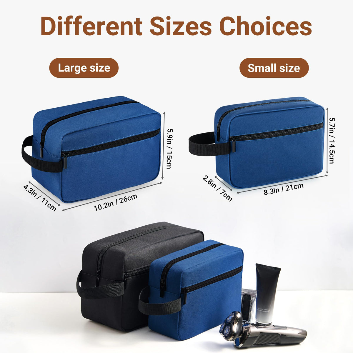 Elviros Hanging Toiletry Bag packed with toiletries