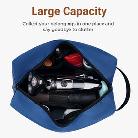 Elviros Hanging Toiletry Bag side view with zipper open