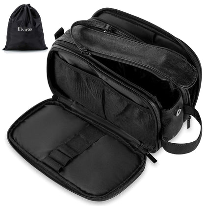 Elviros Medium Black Toiletry Bag front view