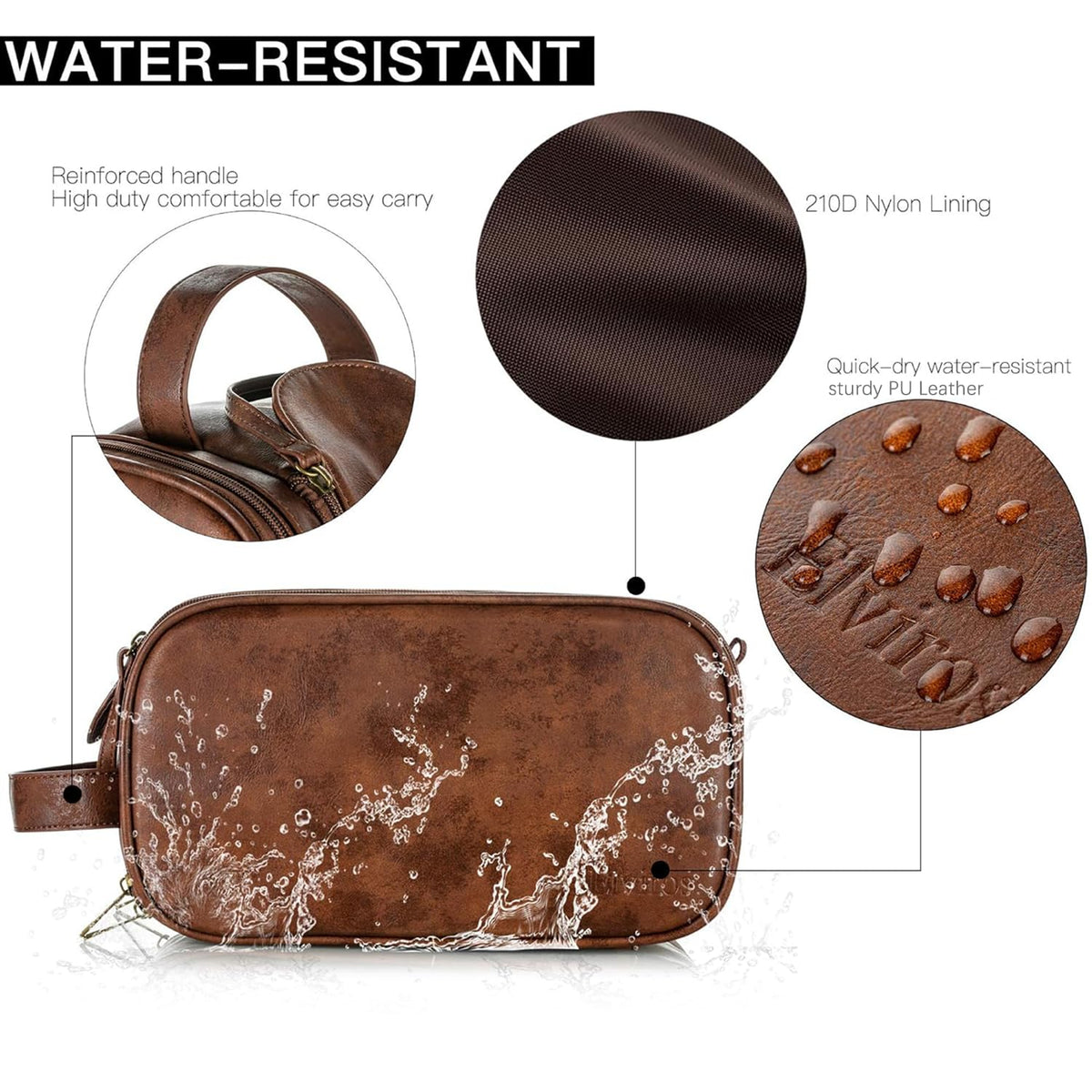 Elviros Medium Toiletry Bag showing multiple pockets inside