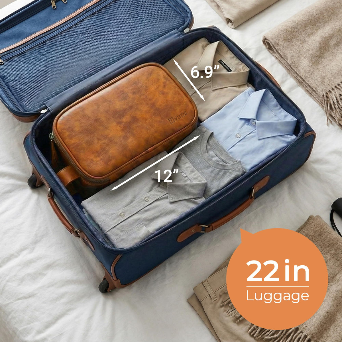 Elviros Toiletry Bag displayed with gym essentials