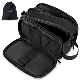 Elviros Toiletry Bag for Men large size front view in black