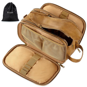 Elviros Toiletry Bag front view in black PU leather