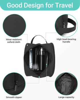 Elviros Toiletry Bag open with main compartment and pockets