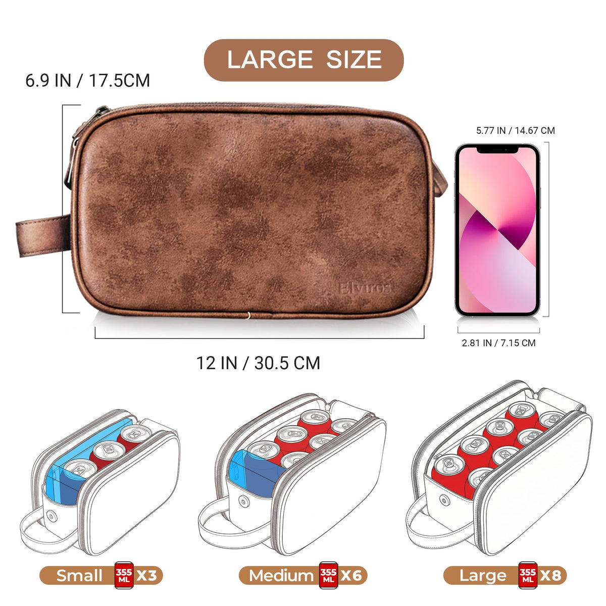 Elviros Toiletry Bag packed with toiletries