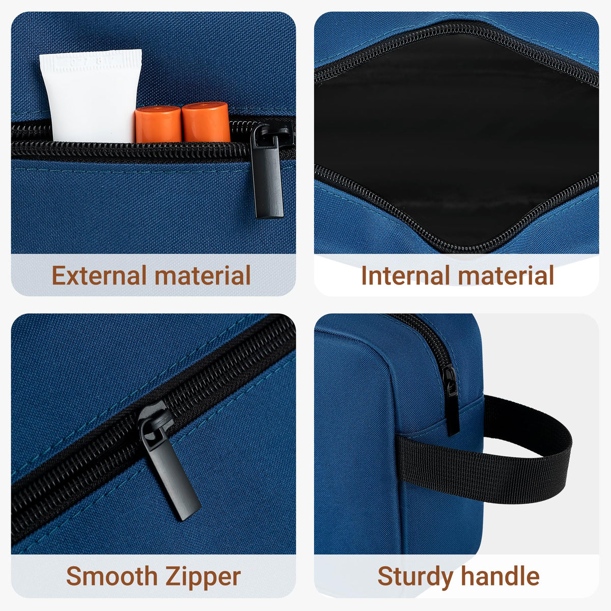 Elviros Toiletry Bag packed with travel essentials