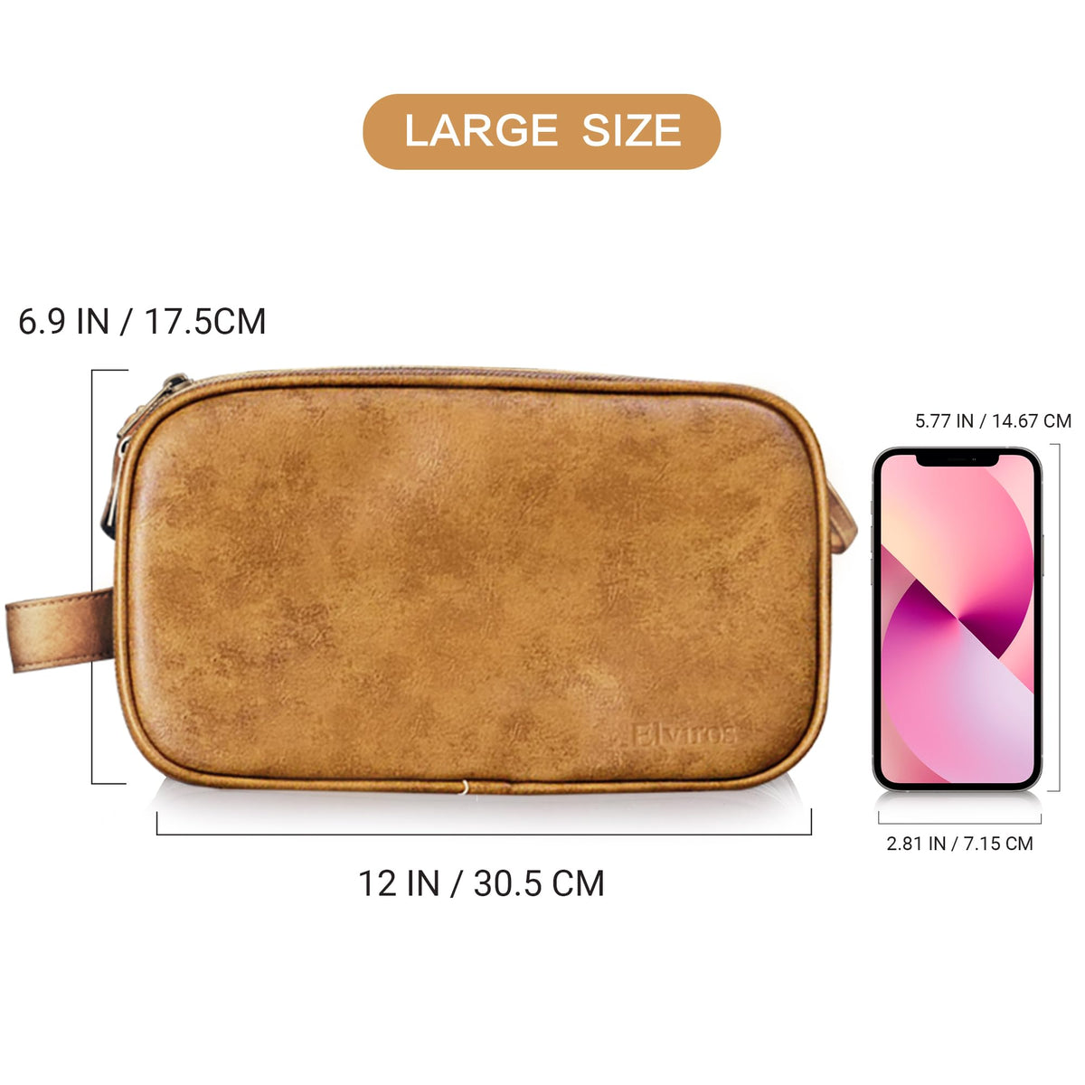 Elviros Toiletry Bag showing wet/dry separation compartments