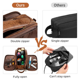 Elviros Toiletry Bag side view with zipper