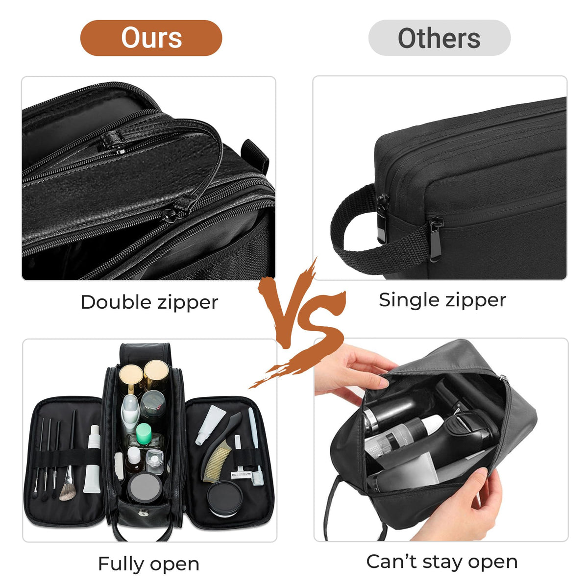 Elviros Toiletry Bag wet and dry compartments