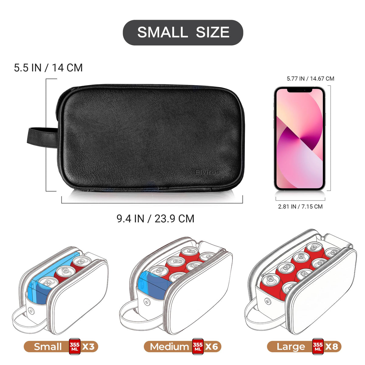 Elviros Toiletry Bag with gym shoes in waterproof pouch